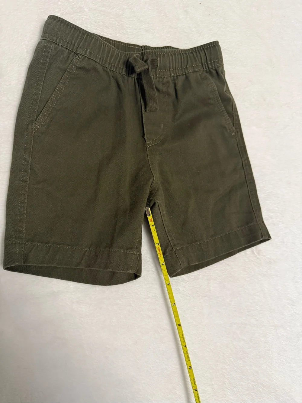 Nautica Boys Size 5 Olive Green Pull On Elastic Waist Chino Shorts Drawstring